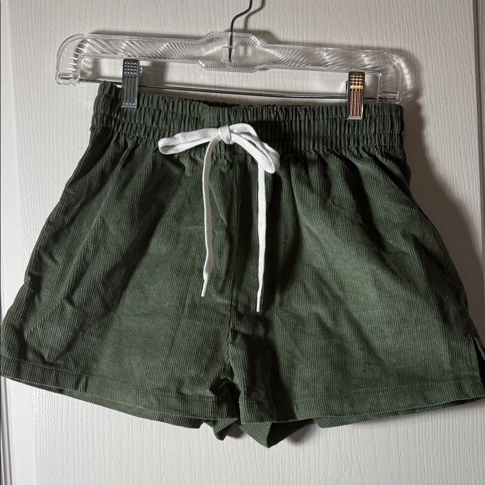 Urban Outfitters Dark Green Corduroy High Waist Shorts